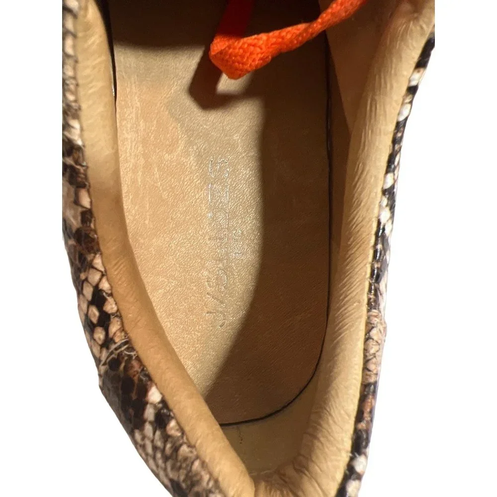 J Slides Hilton Snakeskin Brown Leather upper Platform Womens Sneakers Sneaker